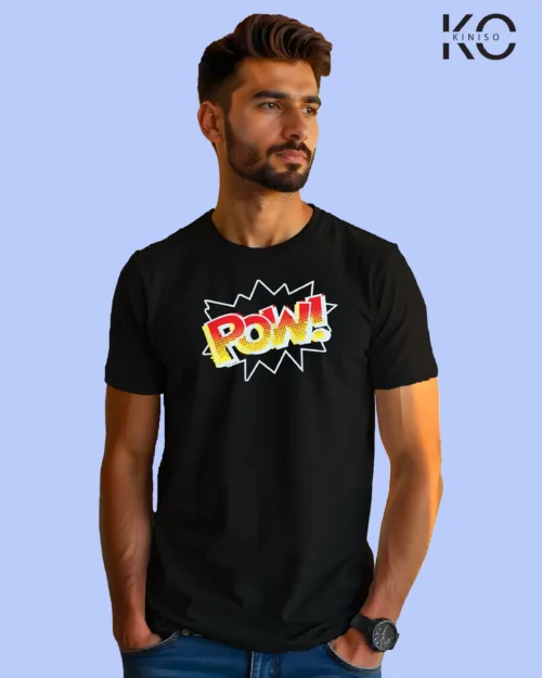 Image of Comic inspired design half sleeve t-shirt | Power Black