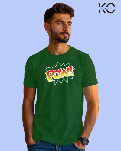 Image of Comic inspired design half sleeve t-shirt | Power Bottle Green