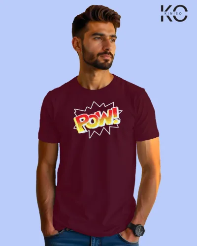 Image of Comic inspired design half sleeve t-shirt | Power Maroon
