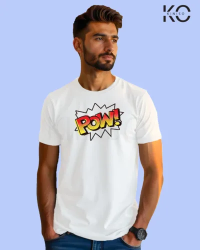 Image of Comic inspired design half sleeve t-shirt | Power White