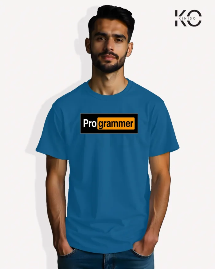 Image of Engineer and tech inspired design half sleeve t-shirt | Pro grammer Blue