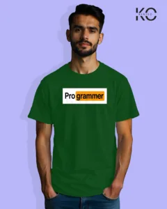 Image of Engineer and tech inspired design half sleeve t-shirt | Pro grammer Bottle Green