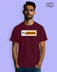 Image of Engineer and tech inspired design half sleeve t-shirt | Pro grammer Maroon