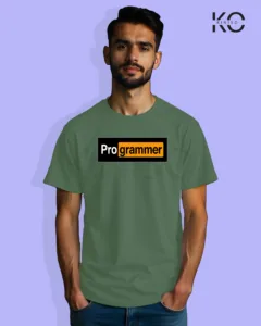 Image of Engineer and tech inspired design half sleeve t-shirt | Pro grammer Pastel Green