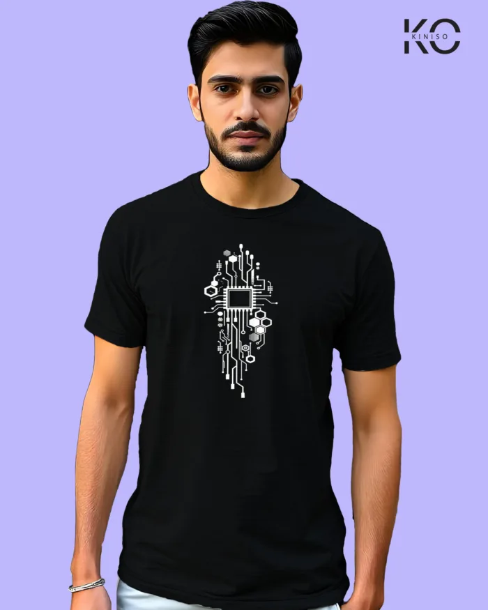 Image of Engineer and tech inspired design half sleeve t-shirt | Processor Black