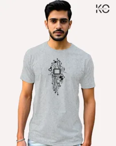 Image of Engineer and tech inspired design half sleeve t-shirt | Processor Grey