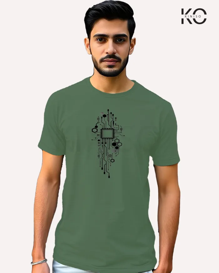 Image of Engineer and tech inspired design half sleeve t-shirt | Processor Pastel Green