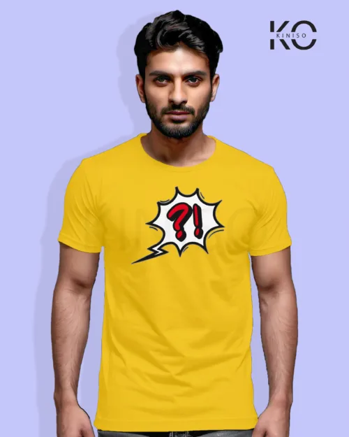 Image of Comic inspired design half sleeve t-shirt | Question Mark! Yellow