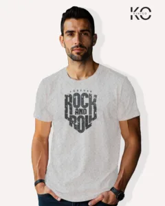 Image of Music inspired design Half Sleeve t-shirt | Rock N Roll Text Grey