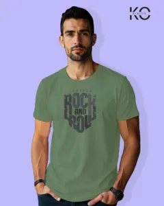 Image of Music inspired design Half Sleeve t-shirt | Rock N Roll Text Pastel Green