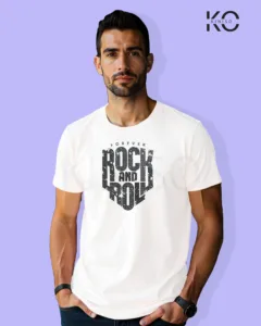 Image of Music inspired design Half Sleeve t-shirt | Rock N Roll Text White