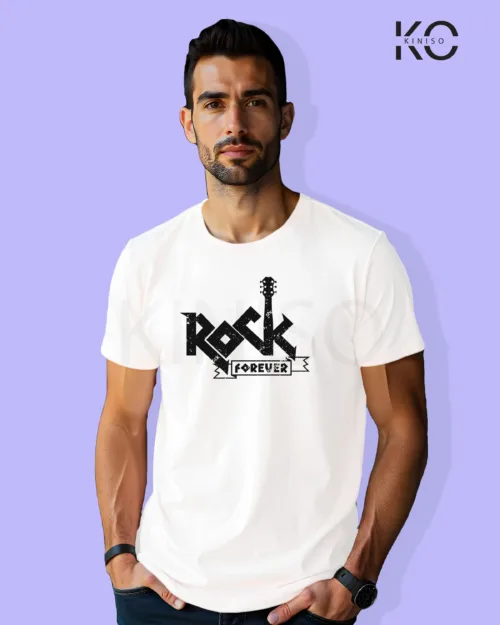 Image of Music inspired design Half Sleeve t-shirt | Rock White