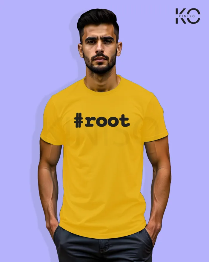 Image of Engineer and tech inspired design half sleeve t-shirt | Root Yellow