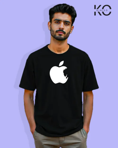 Image of Anime inspired design Drop-shoulder t-shirt | Ryuk Eating Apple Black