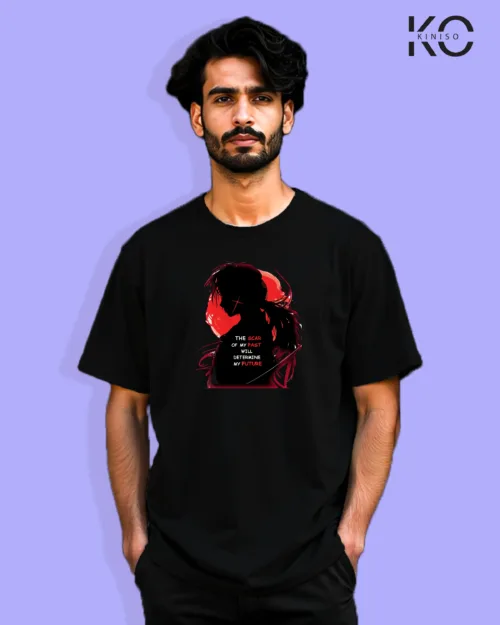 Image of Anime inspired design Drop-shoulder t-shirt | Samurai x Black