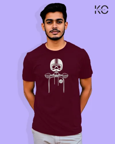 Image of Maroon Color Motorcycle t-shirts featuring graphics of Scooty Rider for bike riders & adventure seekers