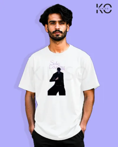 Image of Anime inspired design Drop-shoulder t-shirt | Solo Level sung jin-woo Anime White