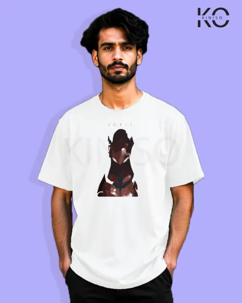 Image of Anime inspired design Drop-shoulder t-shirt | Solo Level Igris White