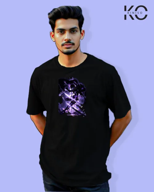 Image of Anime inspired design Drop-shoulder t-shirt | Solo Level Action Black