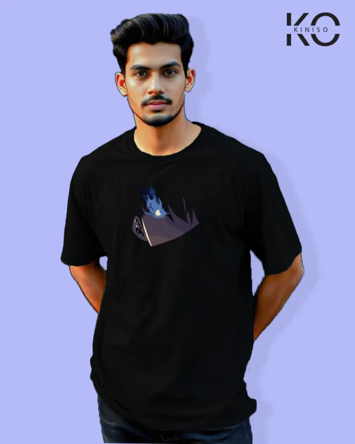 Image of Anime inspired design Drop-shoulder t-shirt | Solo Level Anime Black