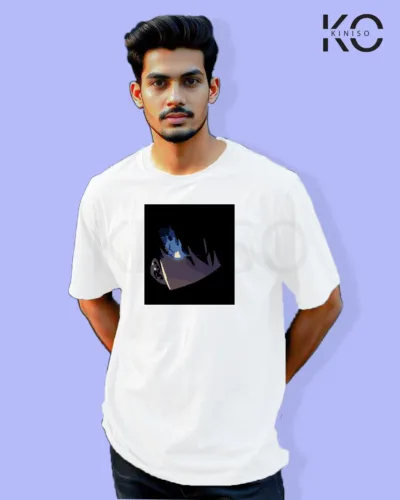 Image of Anime inspired design Drop-shoulder t-shirt | Solo Level Anime White