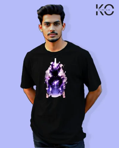 Image of Anime inspired design Drop-shoulder t-shirt | Solo Level Bellion Black