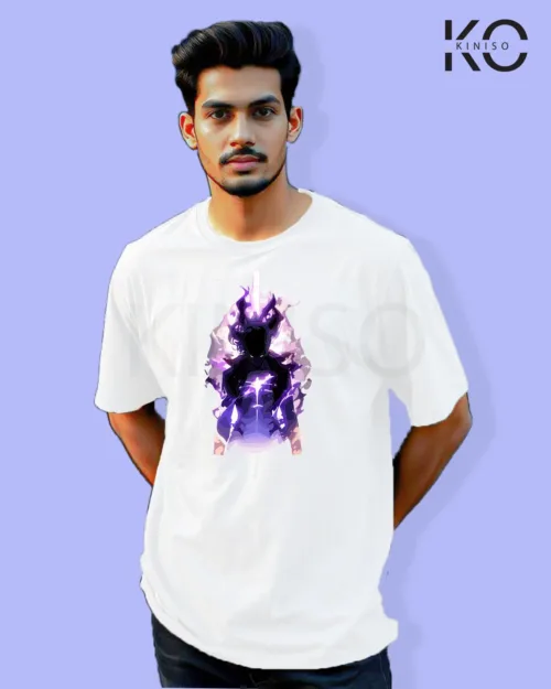 Image of Anime inspired design Drop-shoulder t-shirt | Solo Level Bellion white