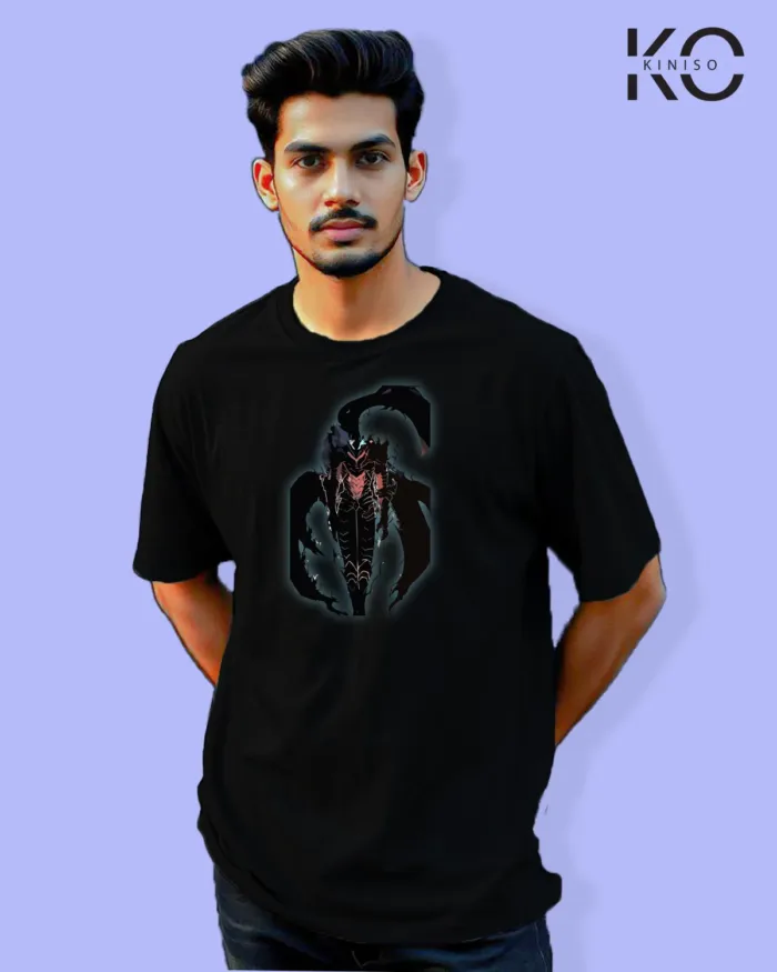 Image of Anime inspired design Drop-shoulder t-shirt | Solo Level Beru Black