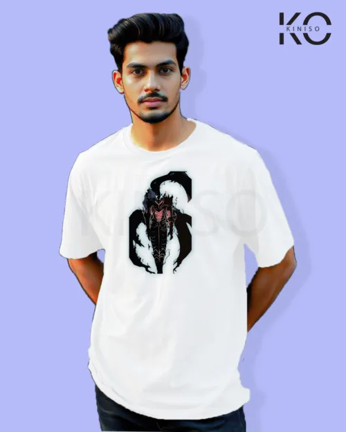 Image of Anime inspired design Drop-shoulder t-shirt | Solo Level Beru White