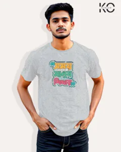 Image of Bangla quote inspired design half sleeve t-shirt | Somoy manush ke manus chinte shekhay Grey