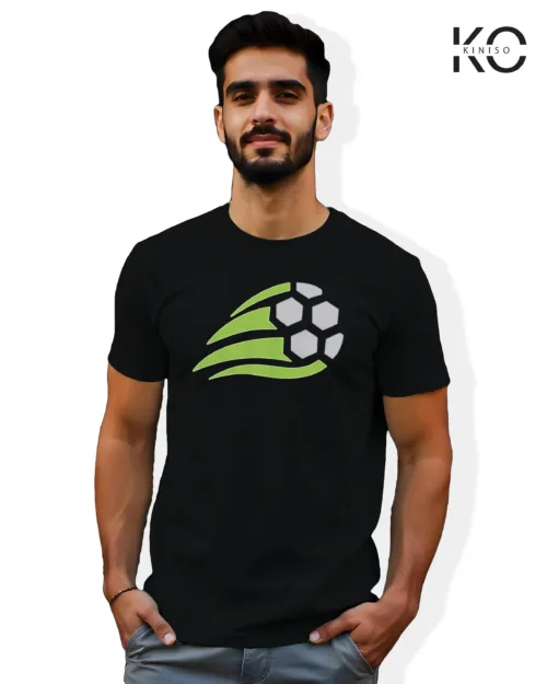 Image of Football inspired design half sleeve t-shirt | Speedy Football Black