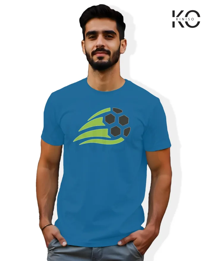 Image of Football inspired design half sleeve t-shirt | Speedy Football Blue