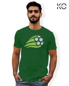 Image of Football inspired design half sleeve t-shirt | Speedy Football Bottle Green