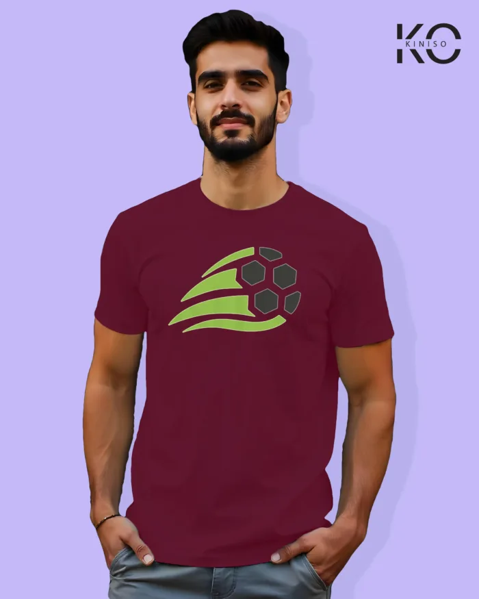 Image of Football inspired design half sleeve t-shirt | Speedy Football Maroon