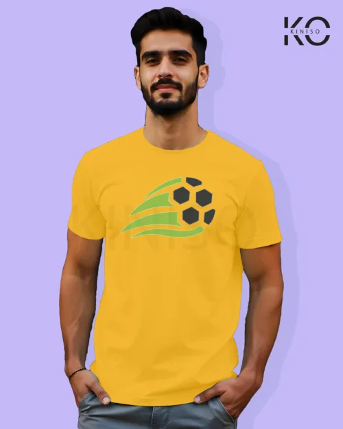 Image of Football inspired design half sleeve t-shirt | Speedy Football Yellow