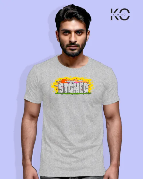 Image of Comic inspired design half sleeve t-shirt | Stoned Grey