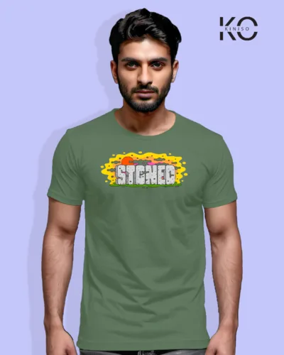 Image of Comic inspired design half sleeve t-shirt | Stoned Pastel Green