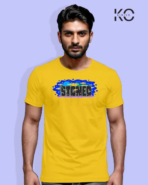 Image of Comic inspired design half sleeve t-shirt | Stoned Yellow