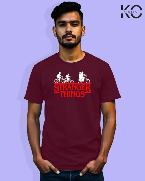 Image of Movie and TV Show inspired design Half Sleeve t-shirt | Stranger Things Maroon