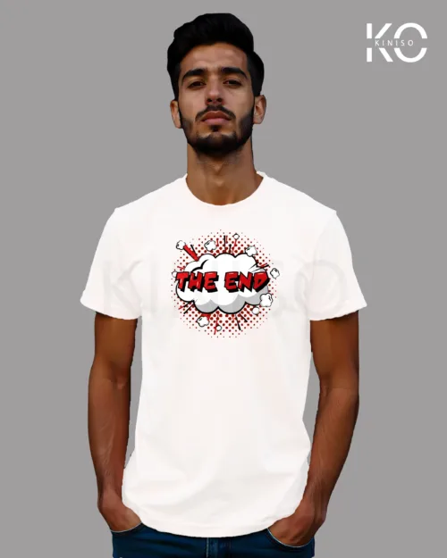 Image of Comic inspired design half sleeve t-shirt | The End Pastel White