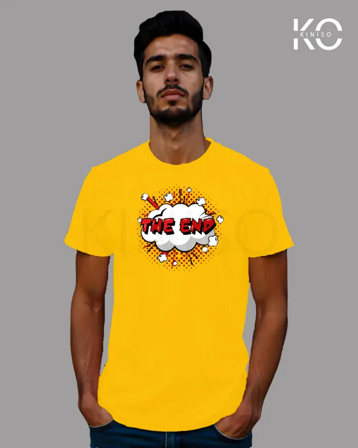 Image of Comic inspired design half sleeve t-shirt | The End Yellow