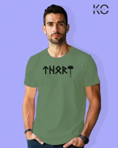 Image of Movie and TV Show inspired design Half Sleeve t-shirt | Thor Hammer Pastel Green