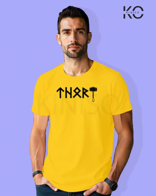 Image of Movie and TV Show inspired design Half Sleeve t-shirt | Thor Hammer Yellow