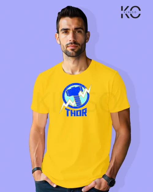 Image of Movie and TV Show inspired design Half Sleeve t-shirt | Thor Movie Logo Yellow