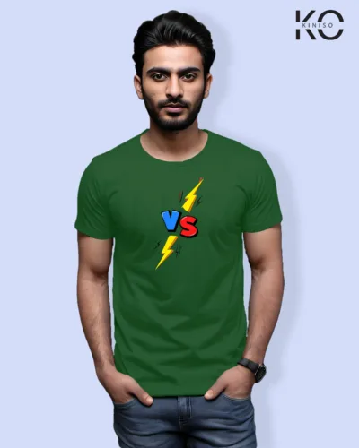 Image of Comic inspired design half sleeve t-shirt | VS Bottle Green