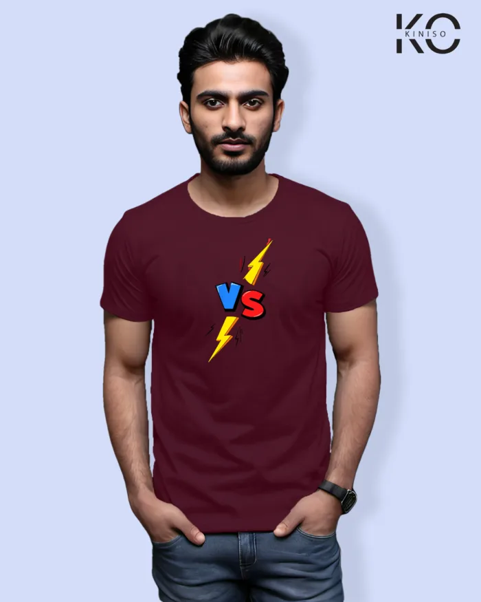 Image of Comic inspired design half sleeve t-shirt | VS Maroon