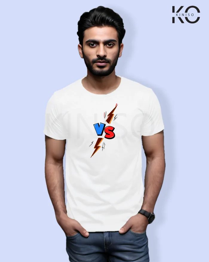 Image of Comic inspired design half sleeve t-shirt | VS White