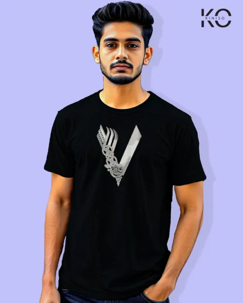 Image of Movie and TV Show inspired design Half Sleeve t-shirt | Vikings Black