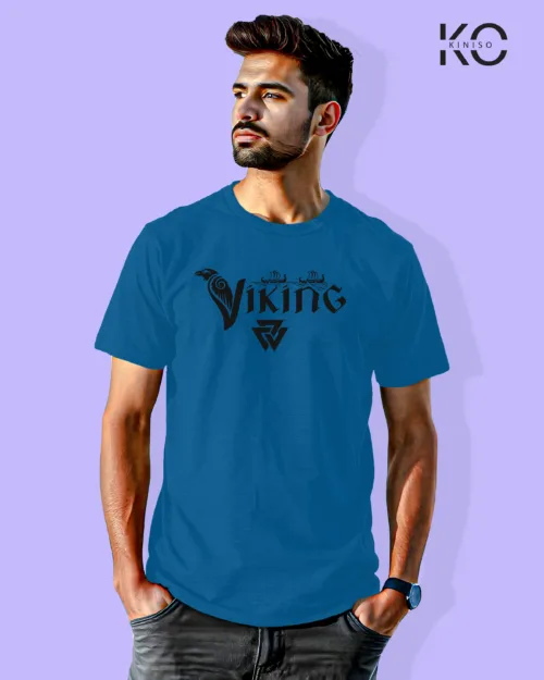 Image of Movie and TV Show inspired design Half Sleeve t-shirt | Vikings Logo Blue