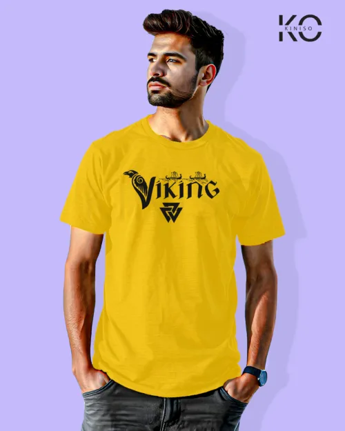 Image of Movie and TV Show inspired design Half Sleeve t-shirt | Vikings Logo Yellow